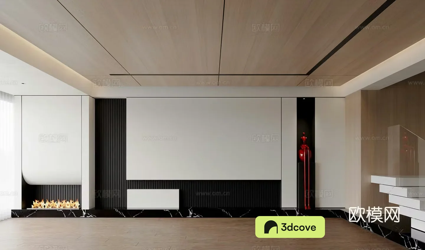 Modern TV background wall fireplace decoration