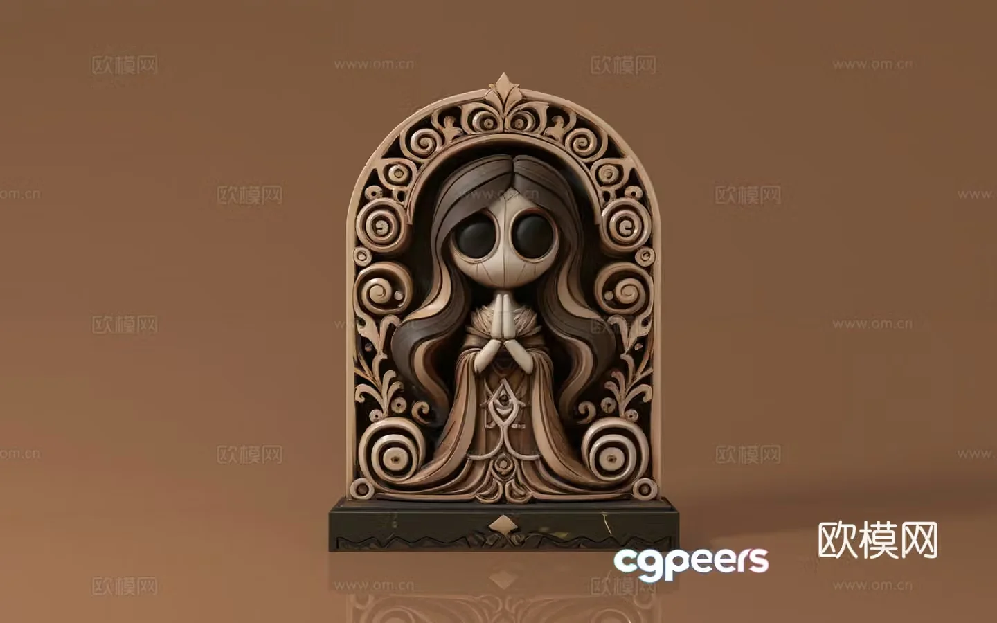 Witch statue relief sculpture portrait sculpture stone tablet stone plaque religious ceremony scene decoration 3d model