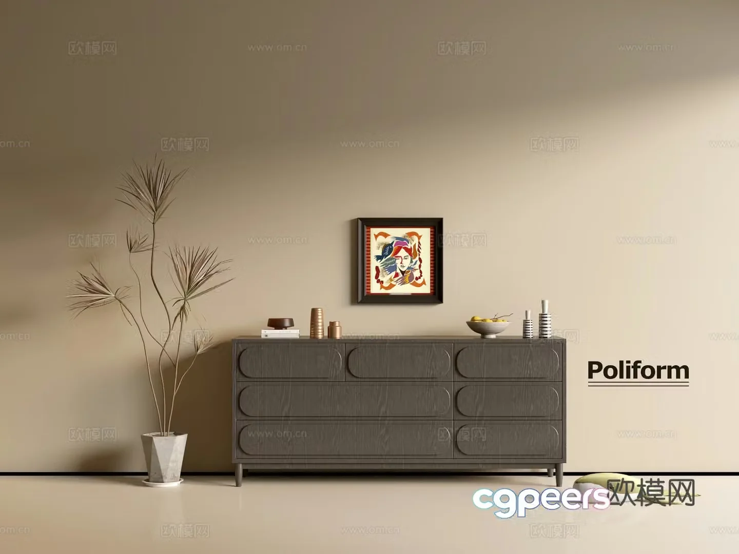 Modern black wood grain cabinet ins wind minimalist wind cabinet whole cabinet sideboard balcony cabinet 3d model