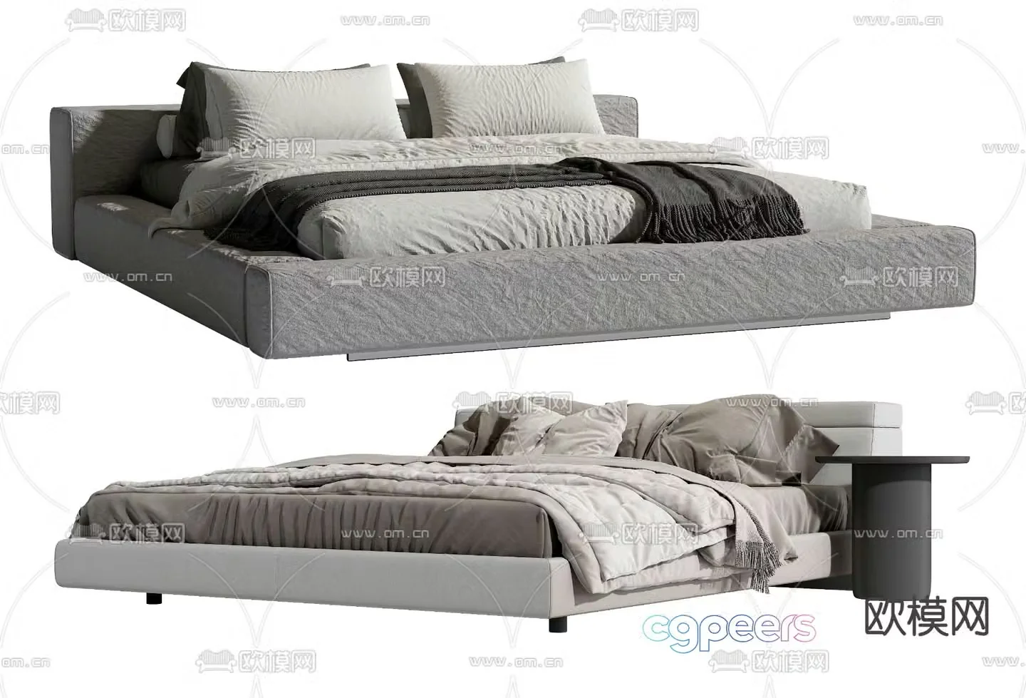 Modern double bed 3d model