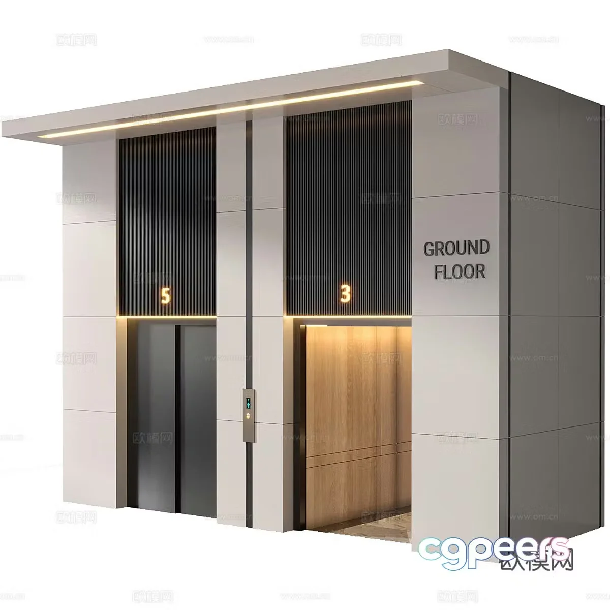 Modern elevator hall 3d model