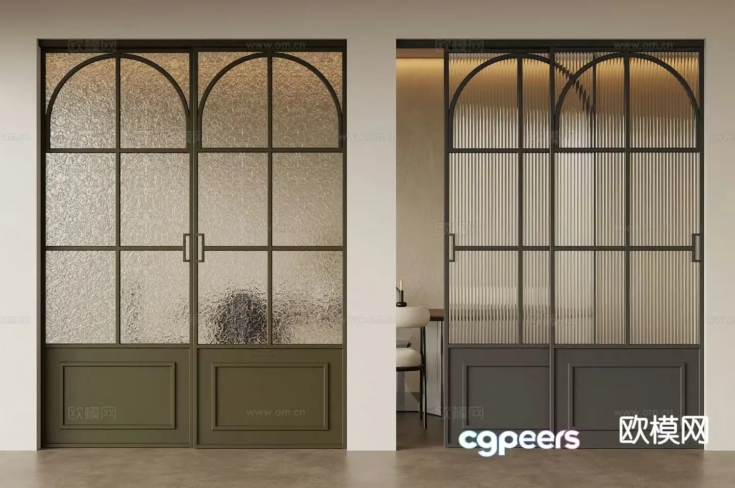 Middle-aged windscreen door sliding door craft glass door 3d model