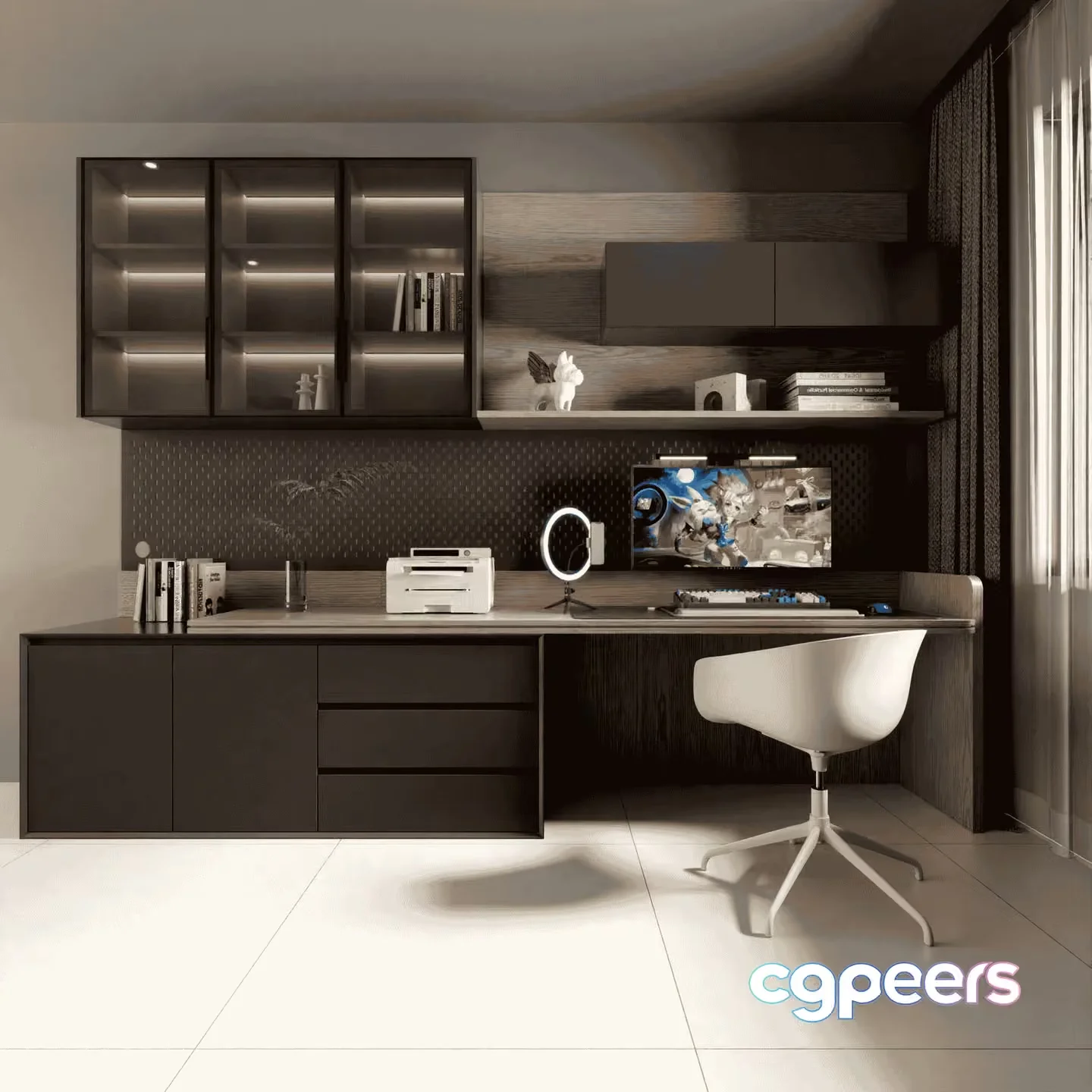 Modern Home Office 3D Model – 13892 – VRAY Render