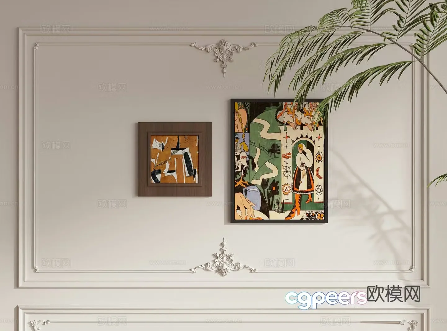 French art hanging paintings decorative painting 3d model