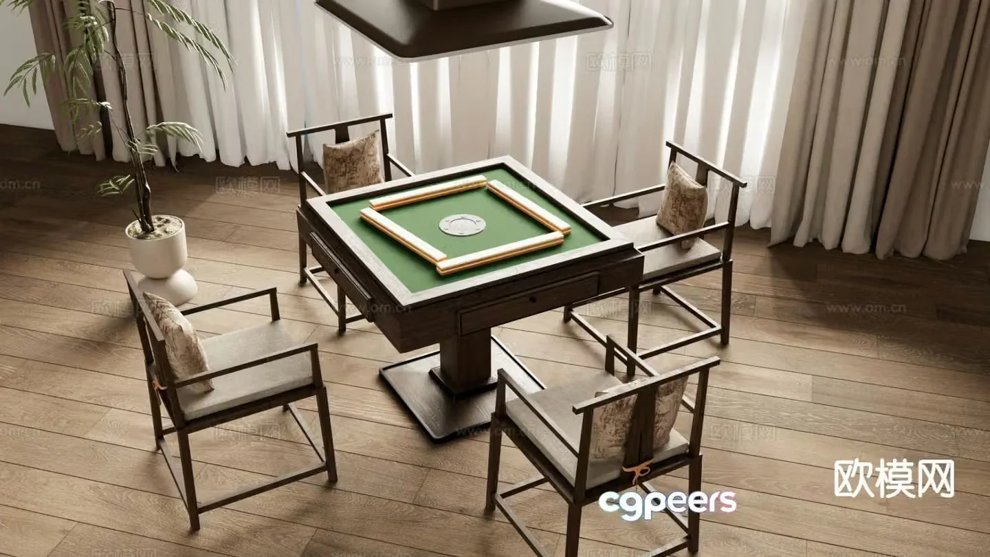 New Chinese style mahjong table entertainment table 3d model