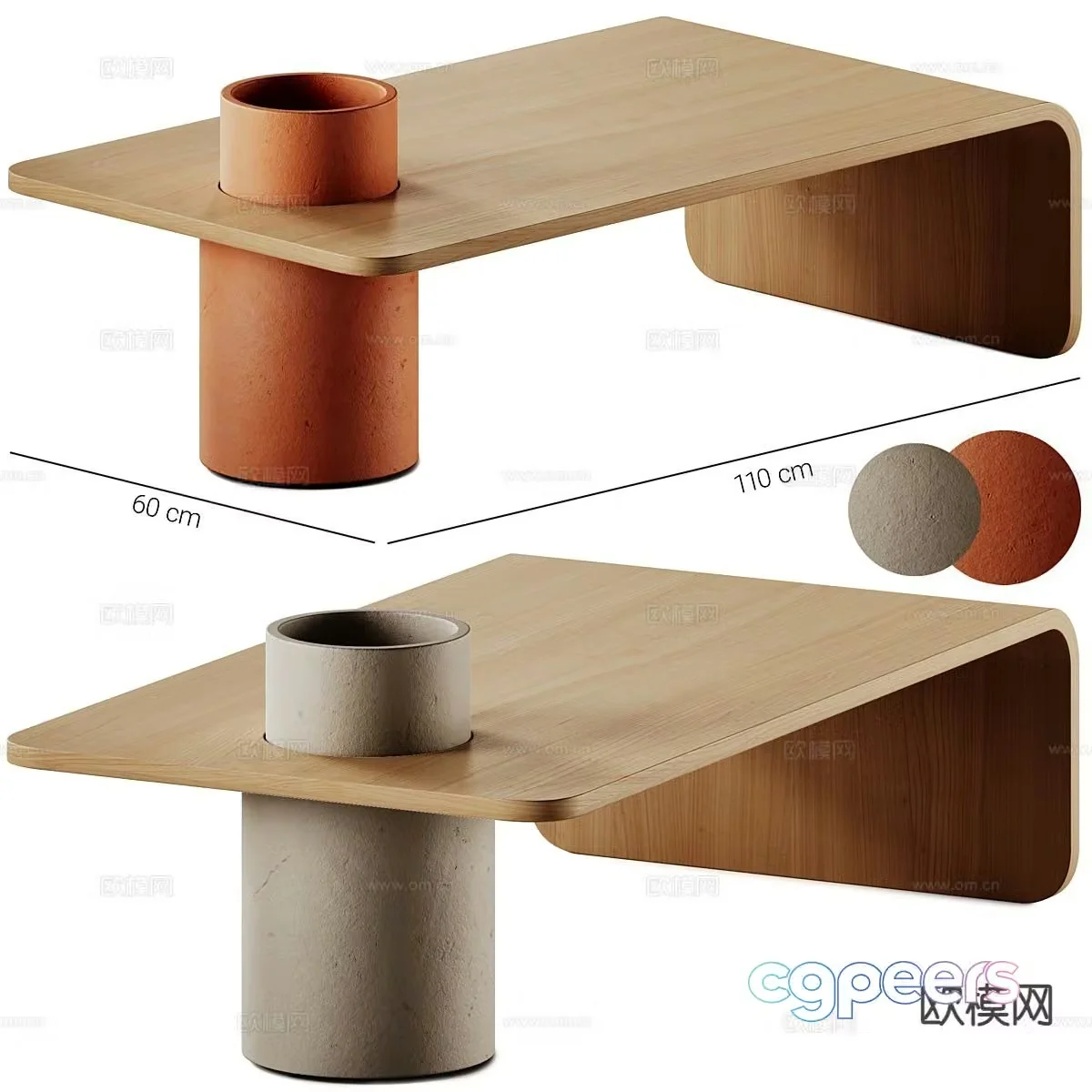 Log style coffee table 3D model
