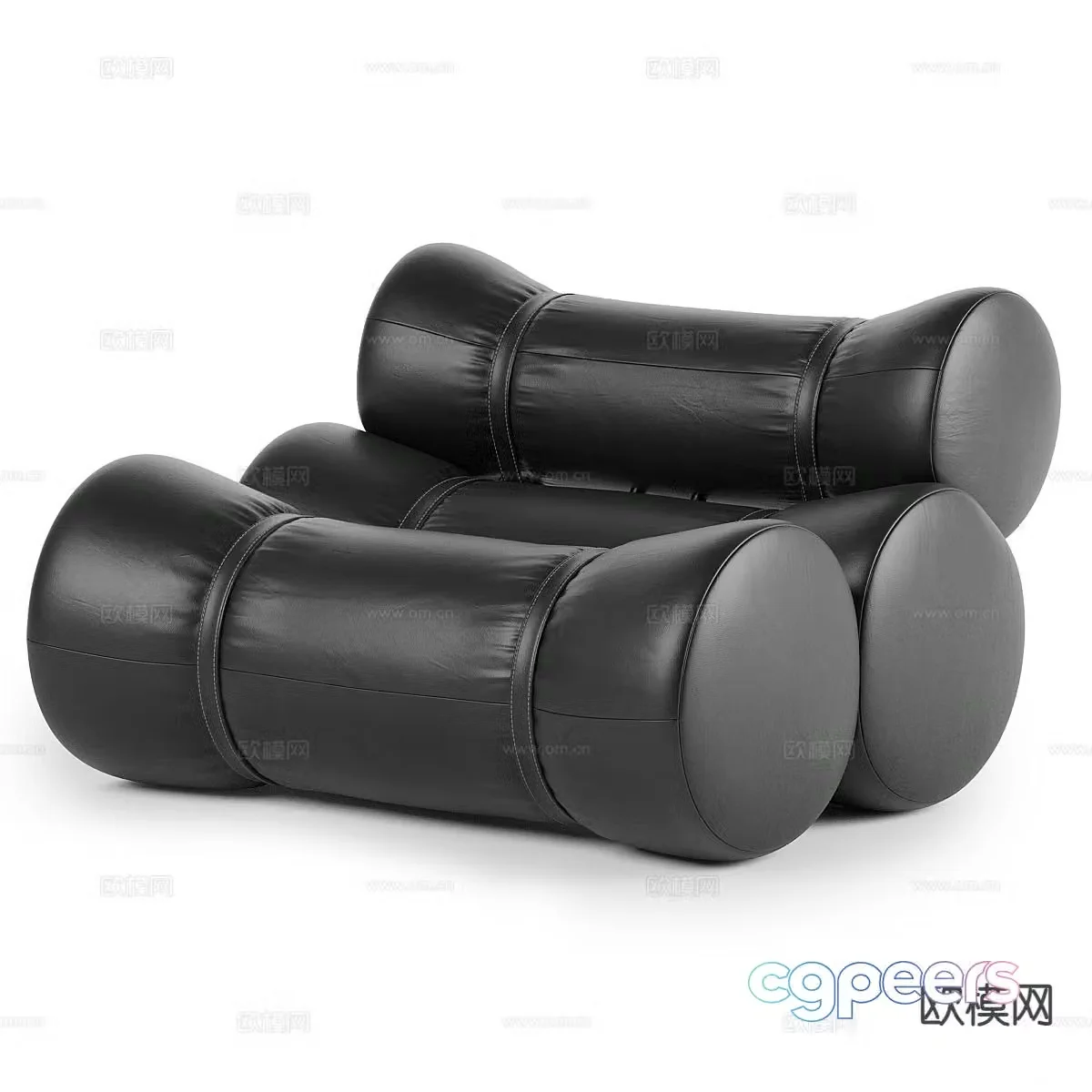 Modern leisure sofa leather sofa single sofa 3d model