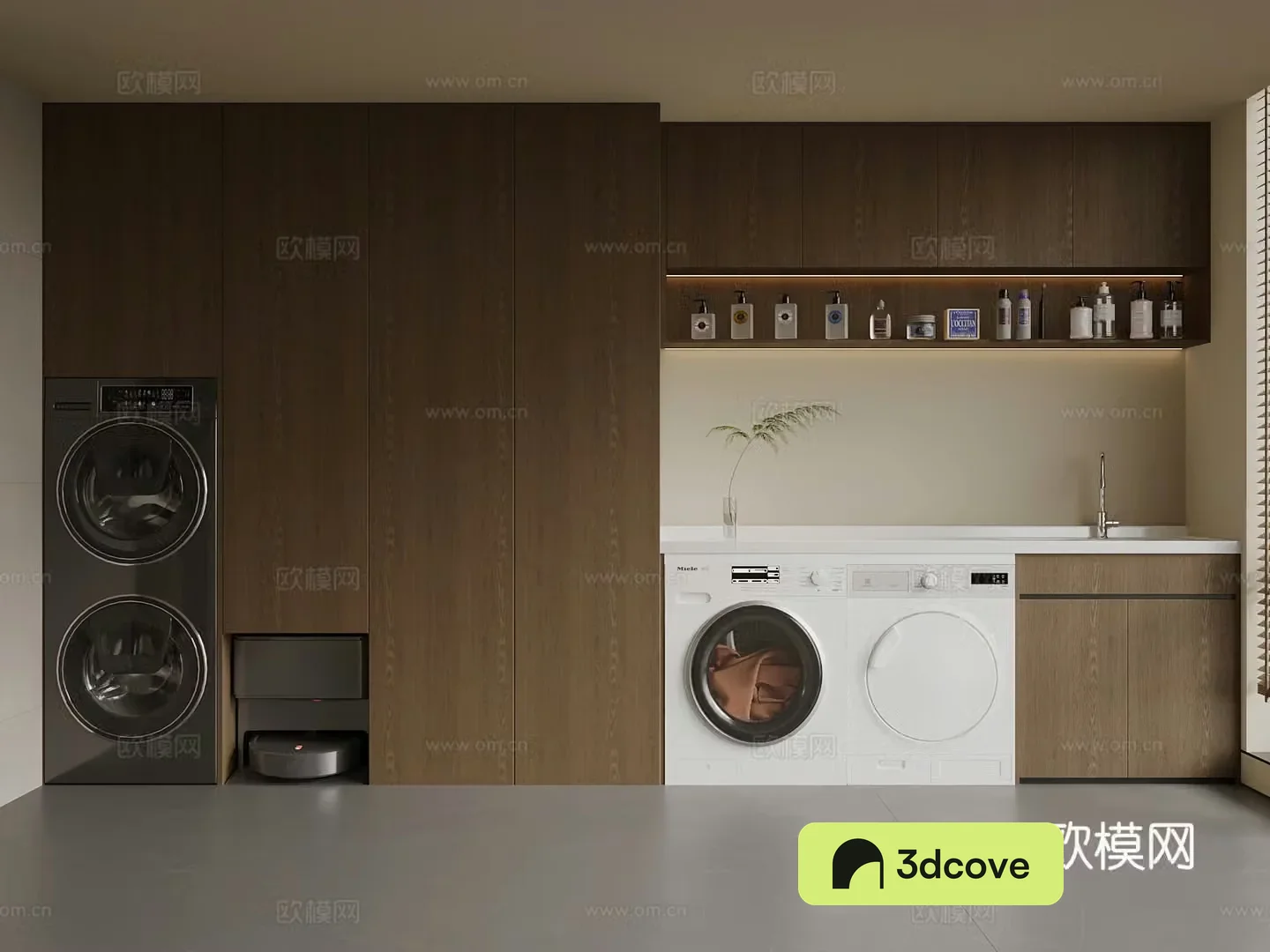 New Chinese style balcony washing machine cabinet