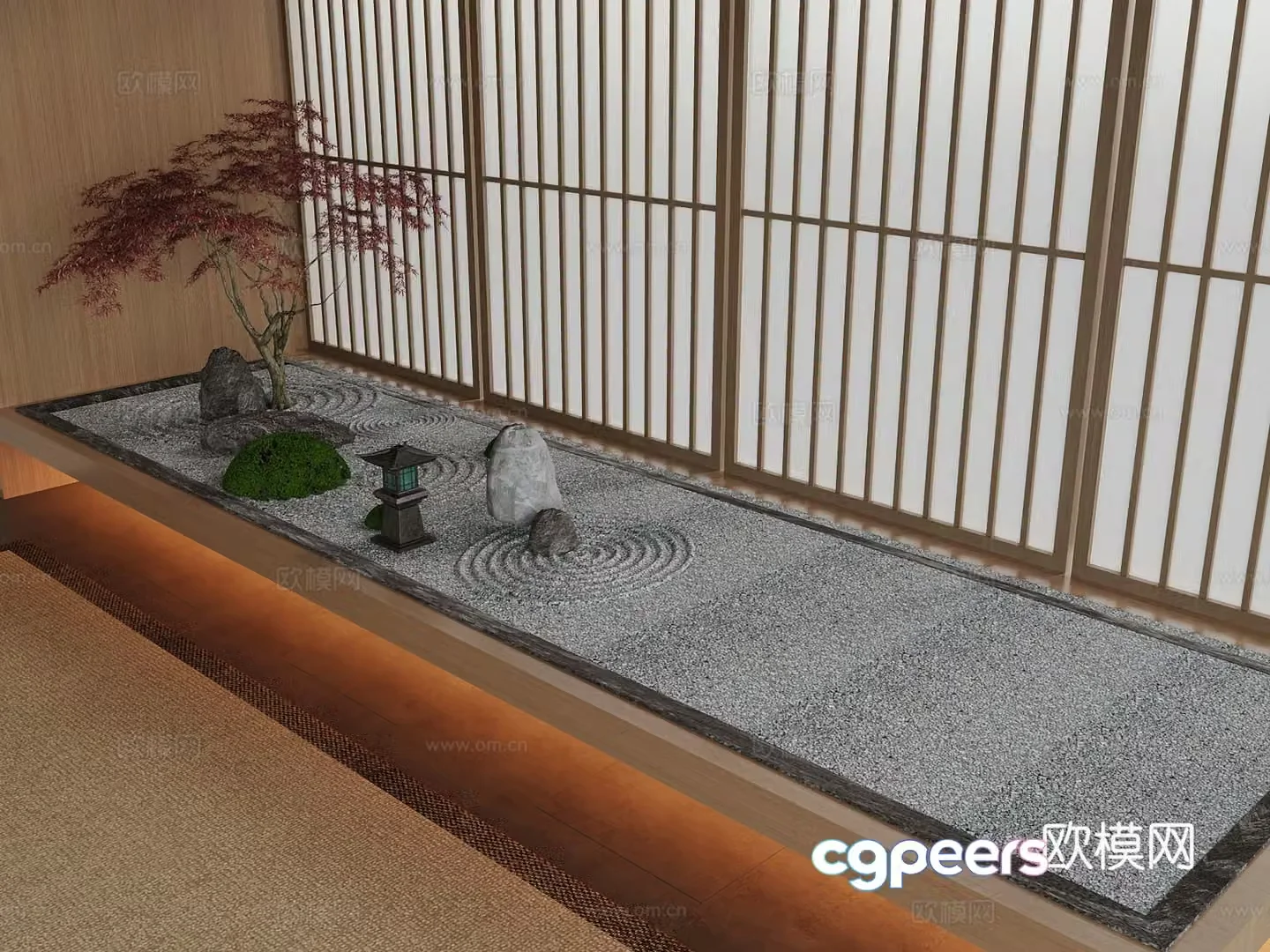 New Chinese style interior landscape Song style interior sketch 3D model