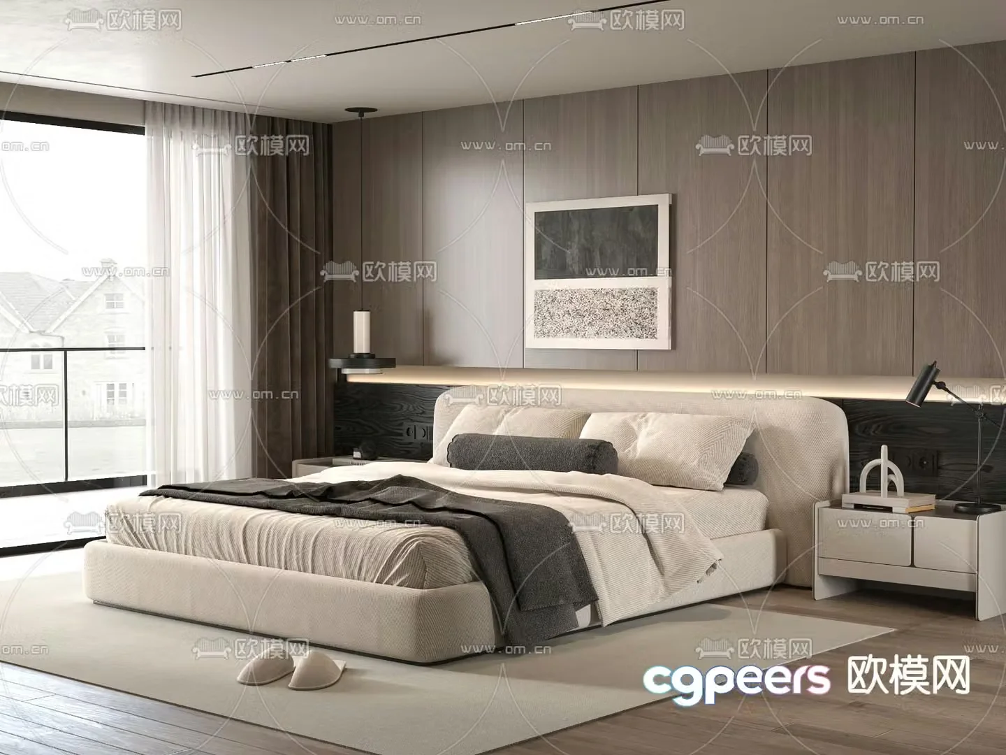 Minotti modern double bed 3d model