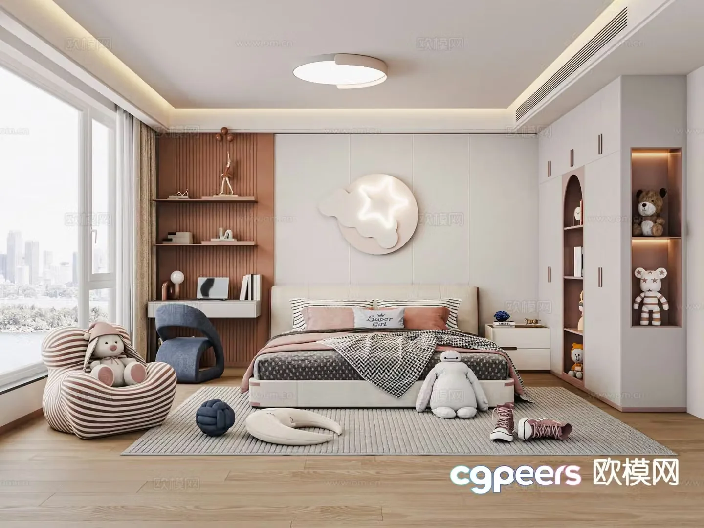 Cream style girl’s room children’s room 3d model