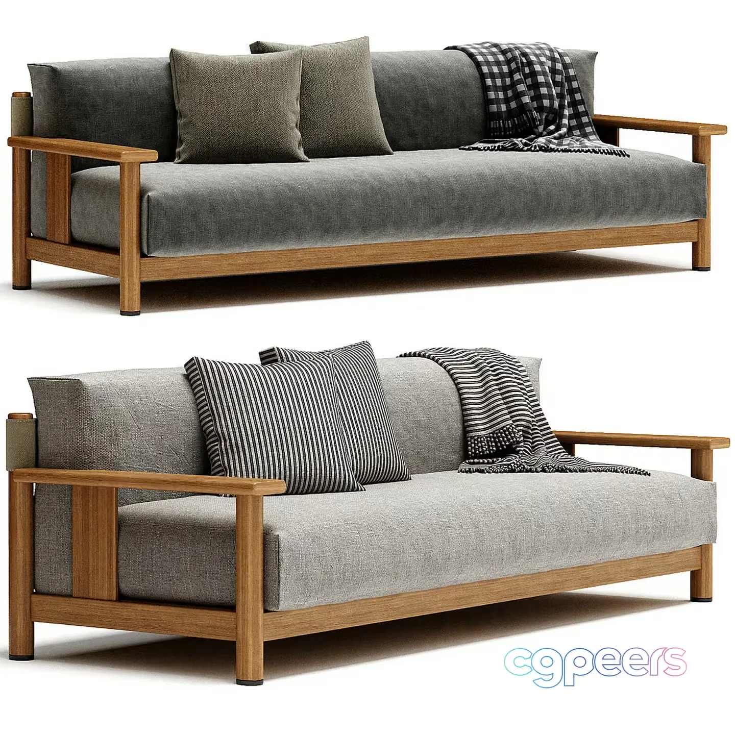 Modern Wood Sofa 3D Model – 3636 – CORONA Render