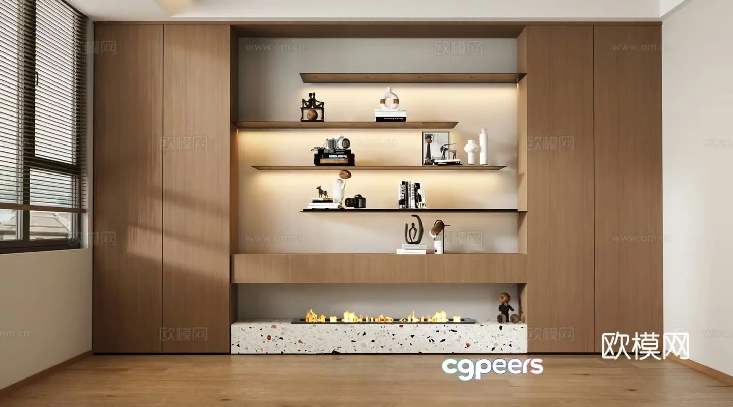Modern medieval style bookcase wall-wide bookcase study bookcase office bookcase 3D model