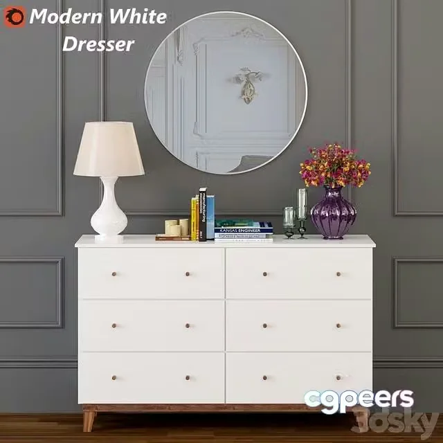 3ds Max Free – Modern White Dresser