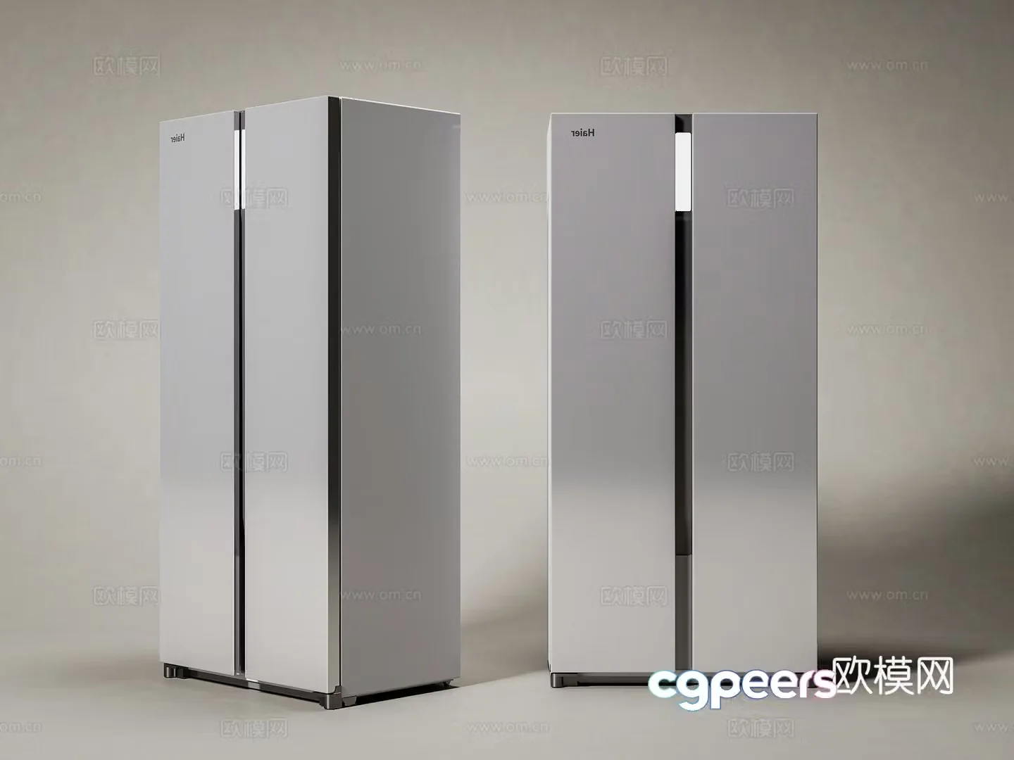 Modern refrigerator freezer double-door refrigerator embedded refrigerator 3D model