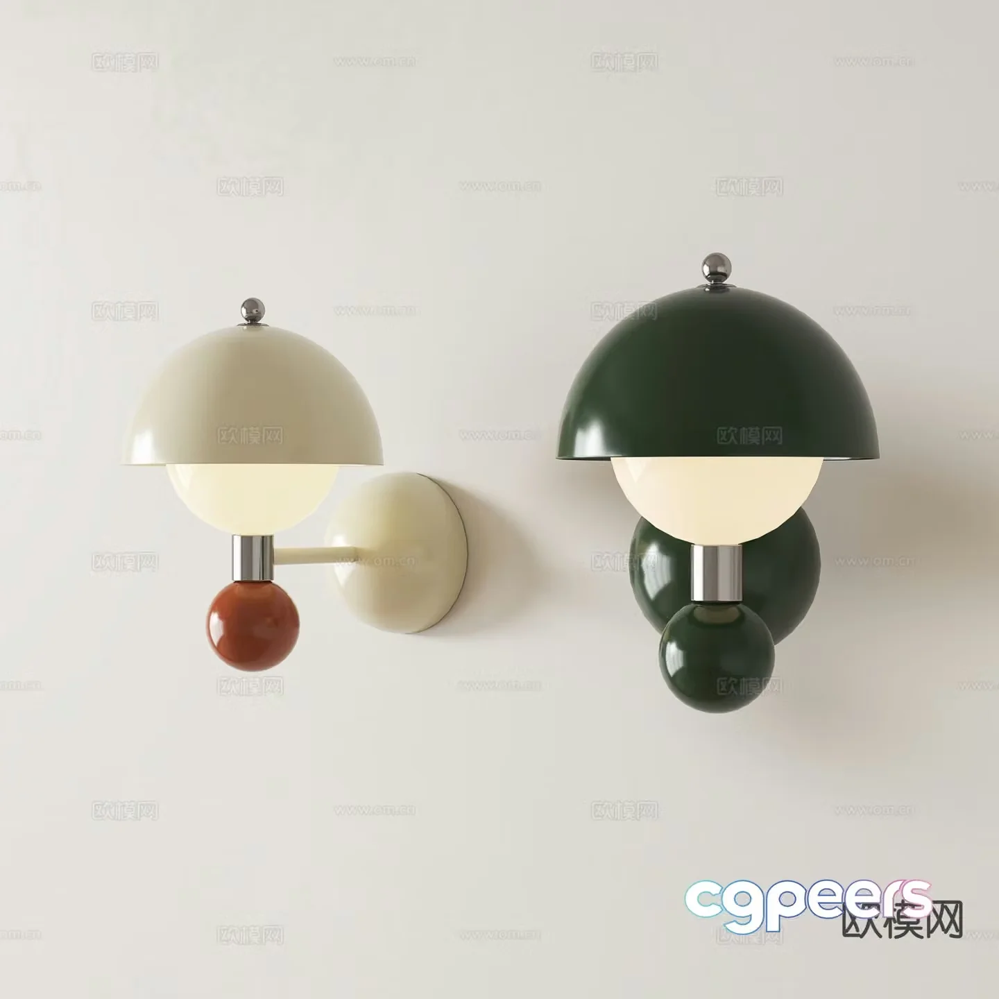 Cream style wall lamp mushroom wall lamp 3d model