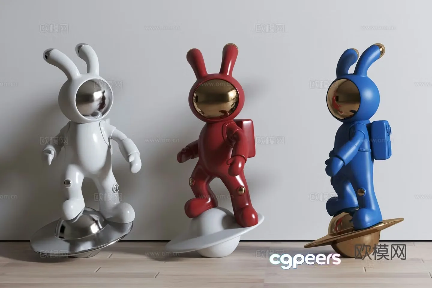Modern sculpture ornaments Trendy toys Astronaut Rabbit sculpture 3d model
