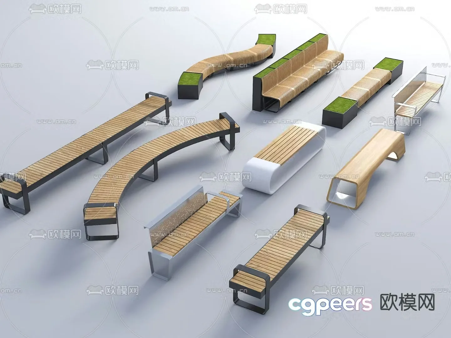 Modern outdoor landscape seating 3d model