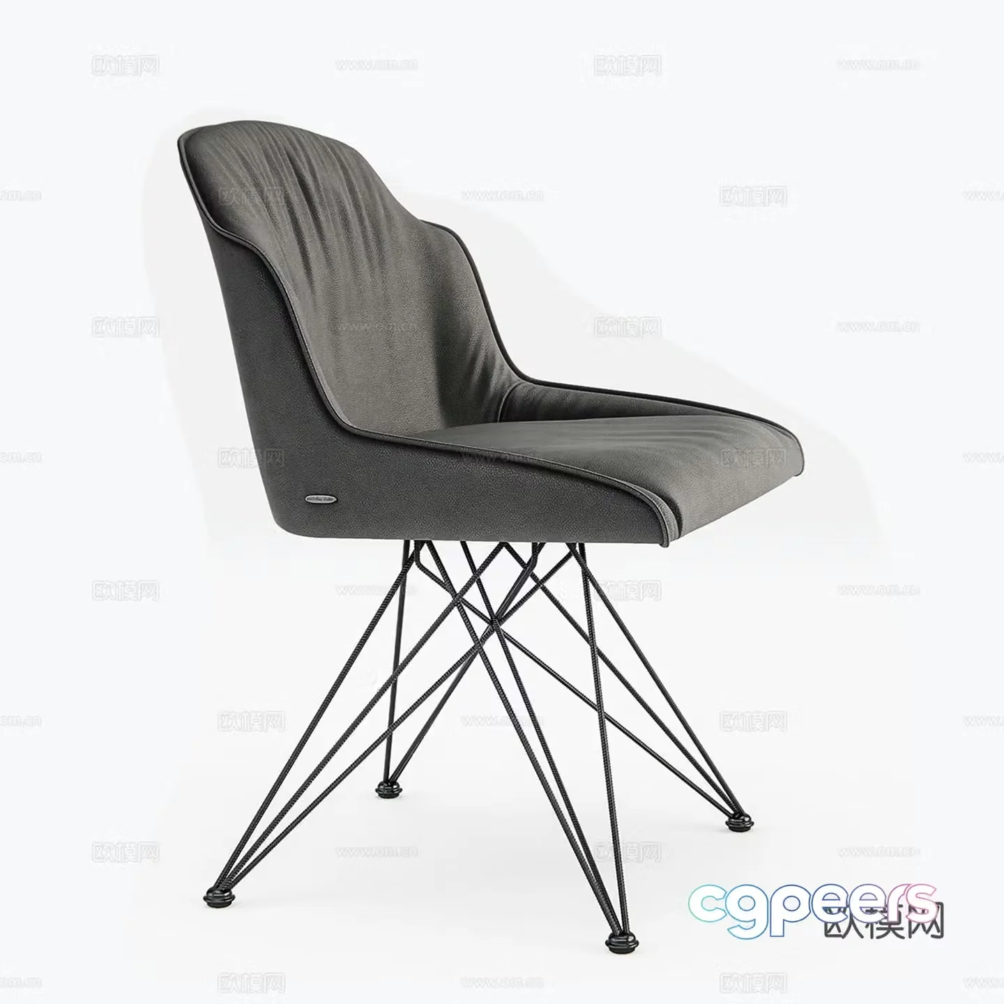 Modern casual chair leather chair dining chair single chair 3d model