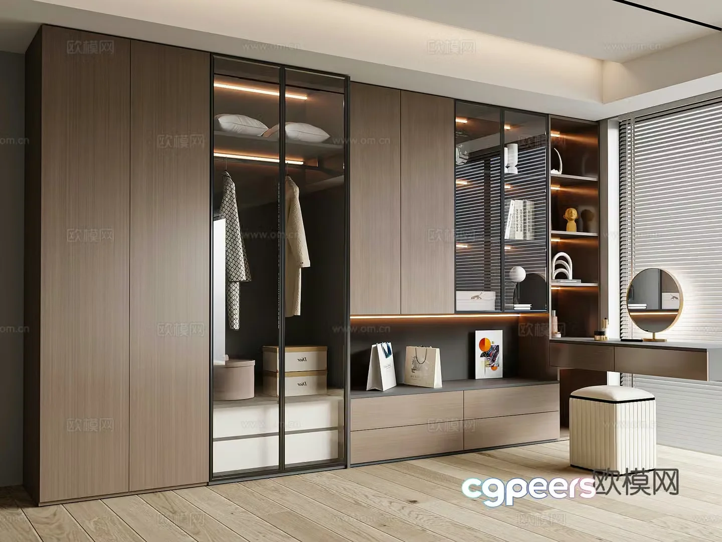 Modern Italian wardrobe dressing table integrated 3D model