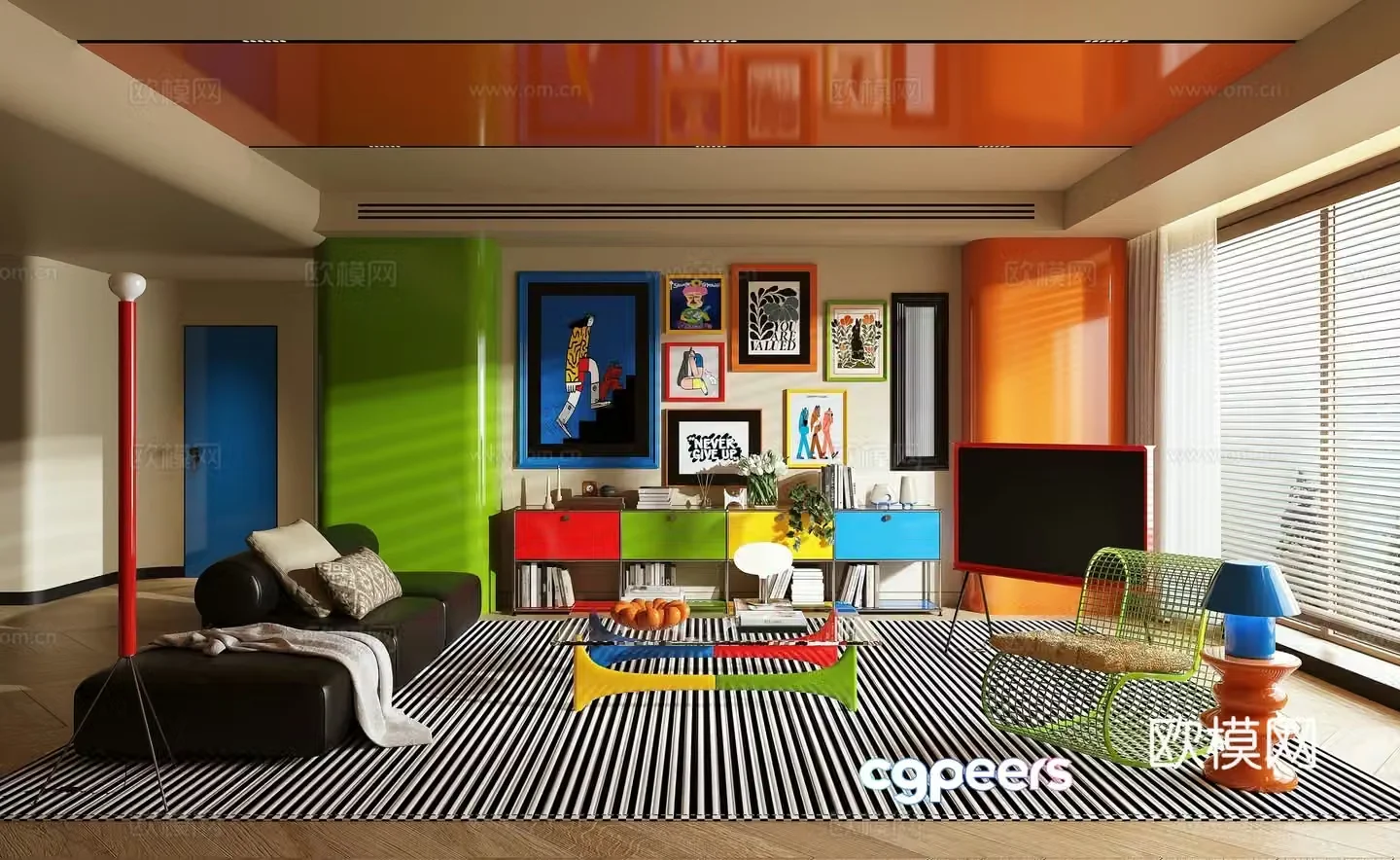 Memphis style living room 3d model