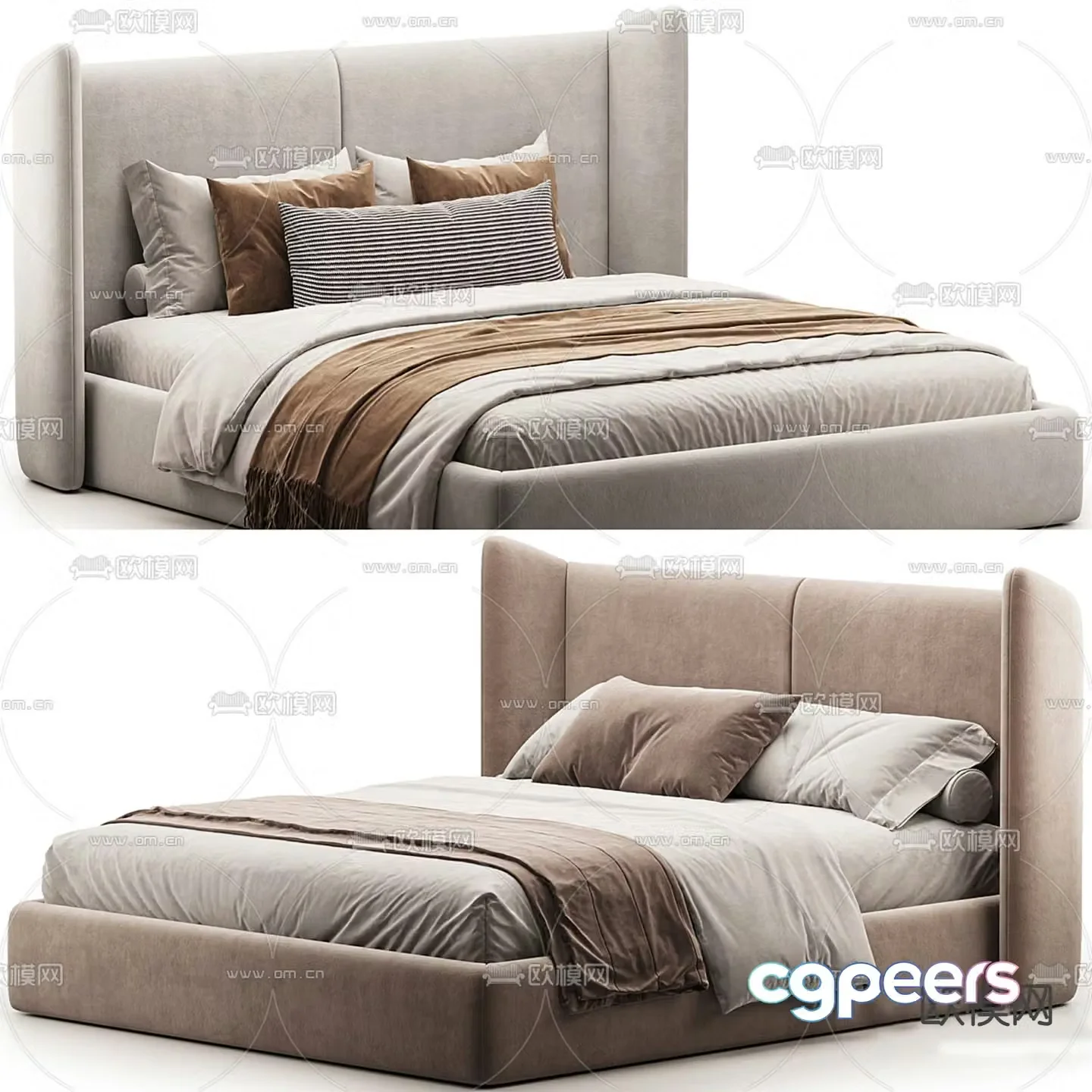 Modern double bed 3d model