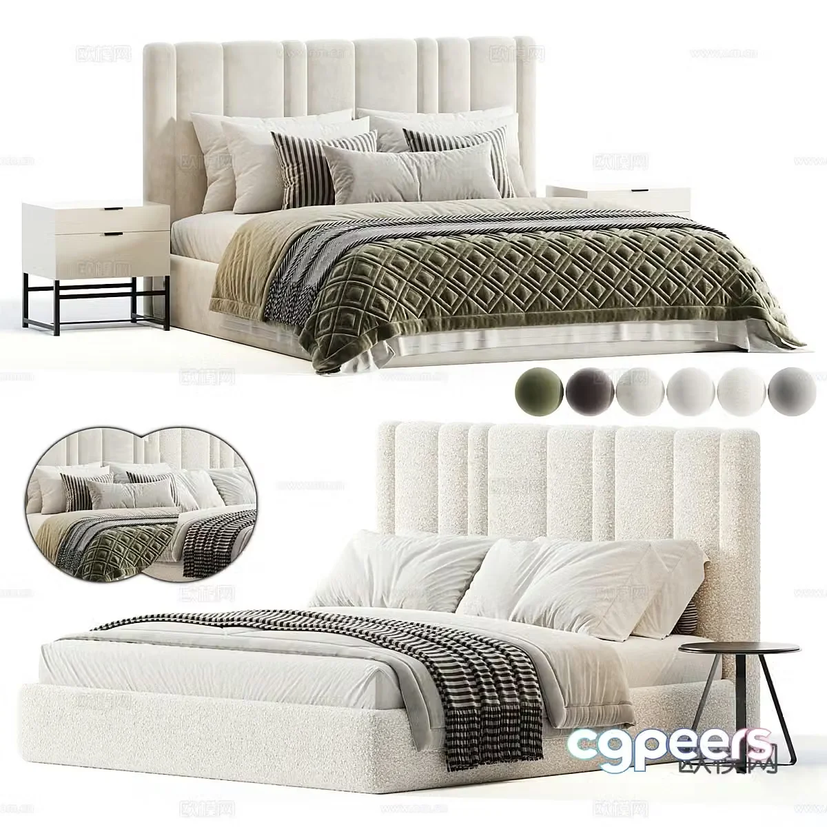 Background double bed 3d model