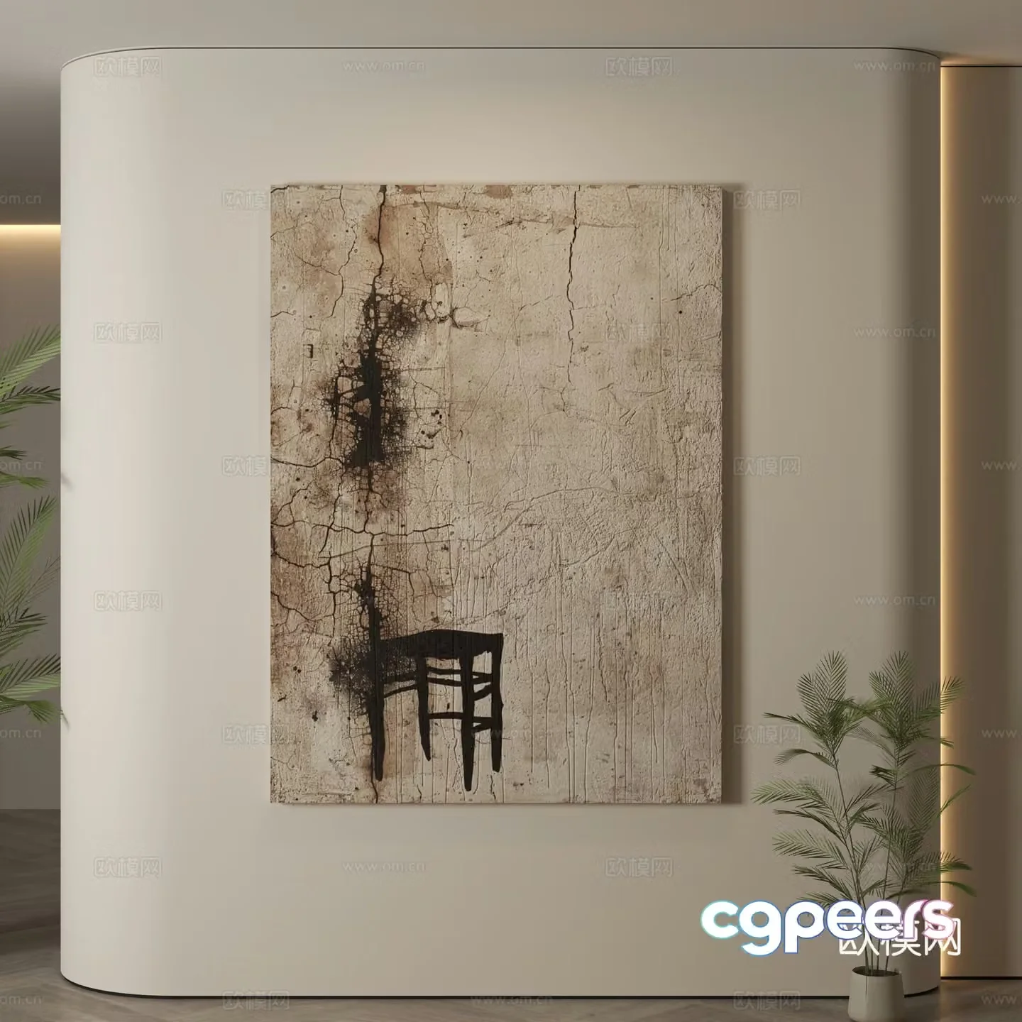 Modern hanging paintings Wasabi wind hanging paintings texture paintings abstract paintings decorative paintings 3D model