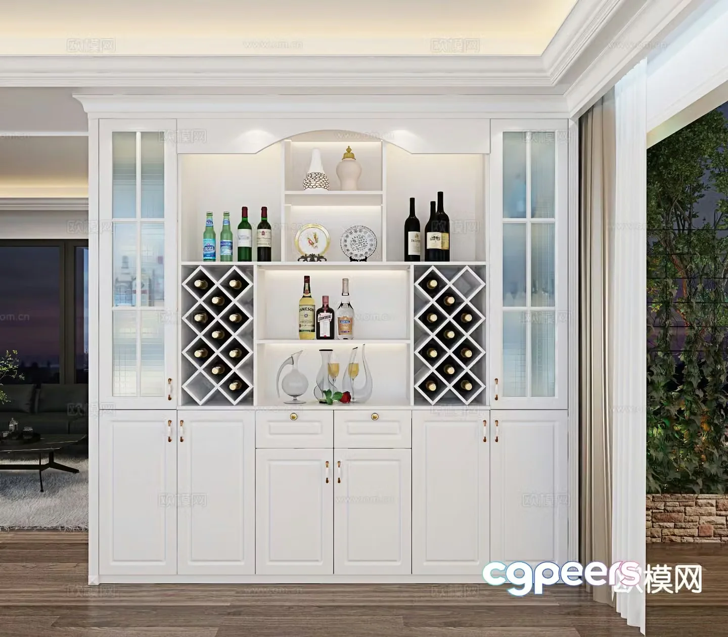 Simple European wine cabinet 3D model