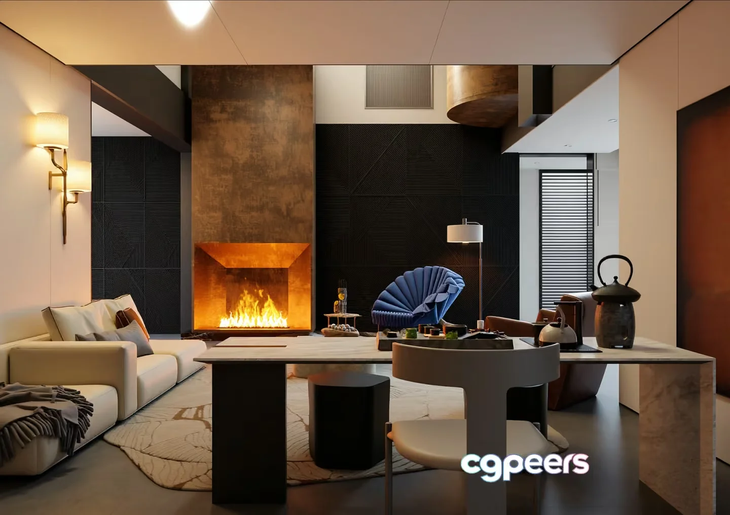 Modern Living Room 3D Model – 18096 – VRAY Render