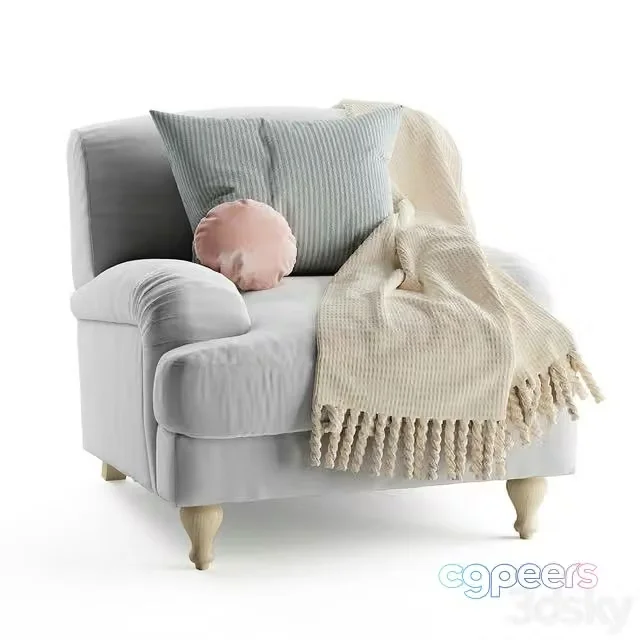 3ds Max Free – Rose fabric armchair