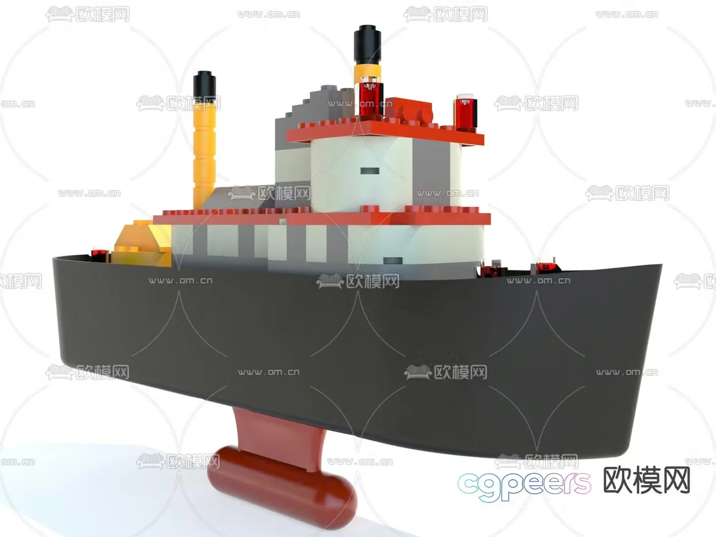 toy ship lego building block cruise ship 3d model