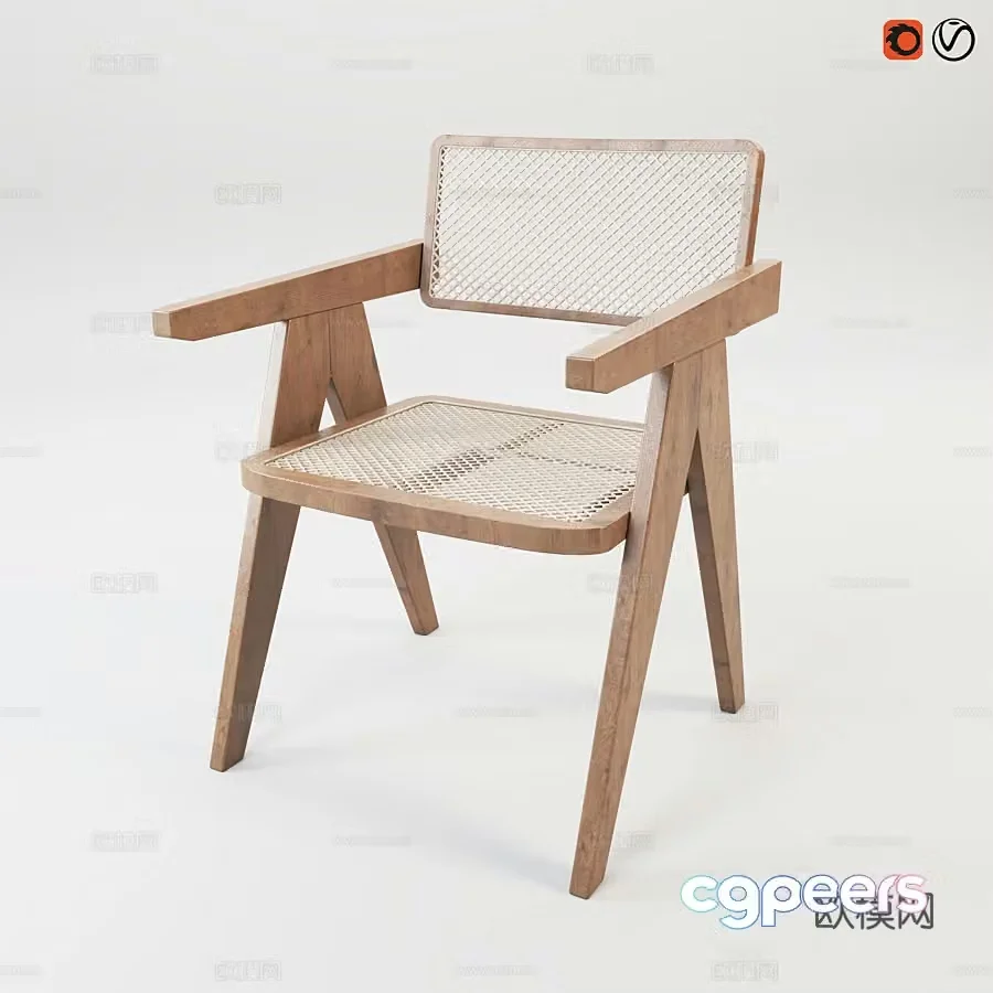 Wabiji rattan chair armchair dining chair single chair 3d model
