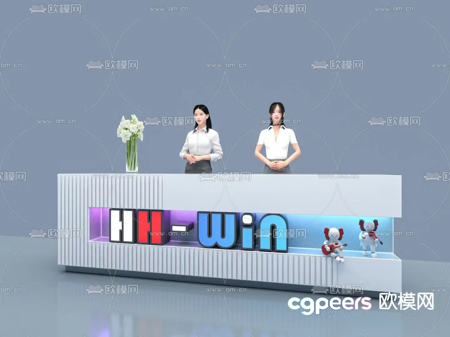 Modern front desk reception desk 3d model