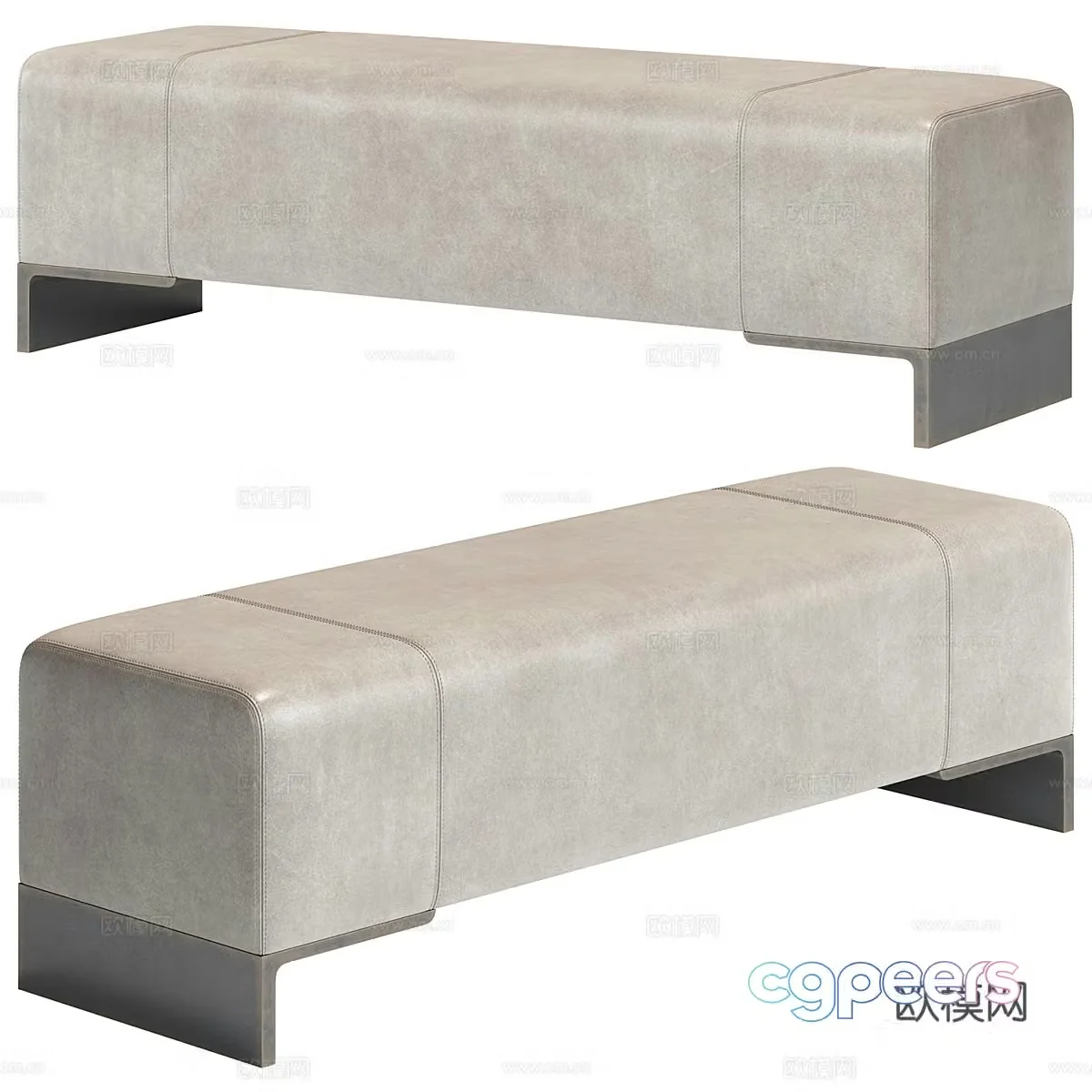 Modern Italian leather strips stool 3D model