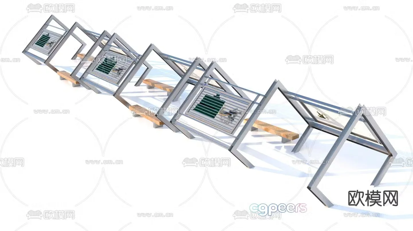 Corridor Cultural Corridor Steel Structure 3D Model
