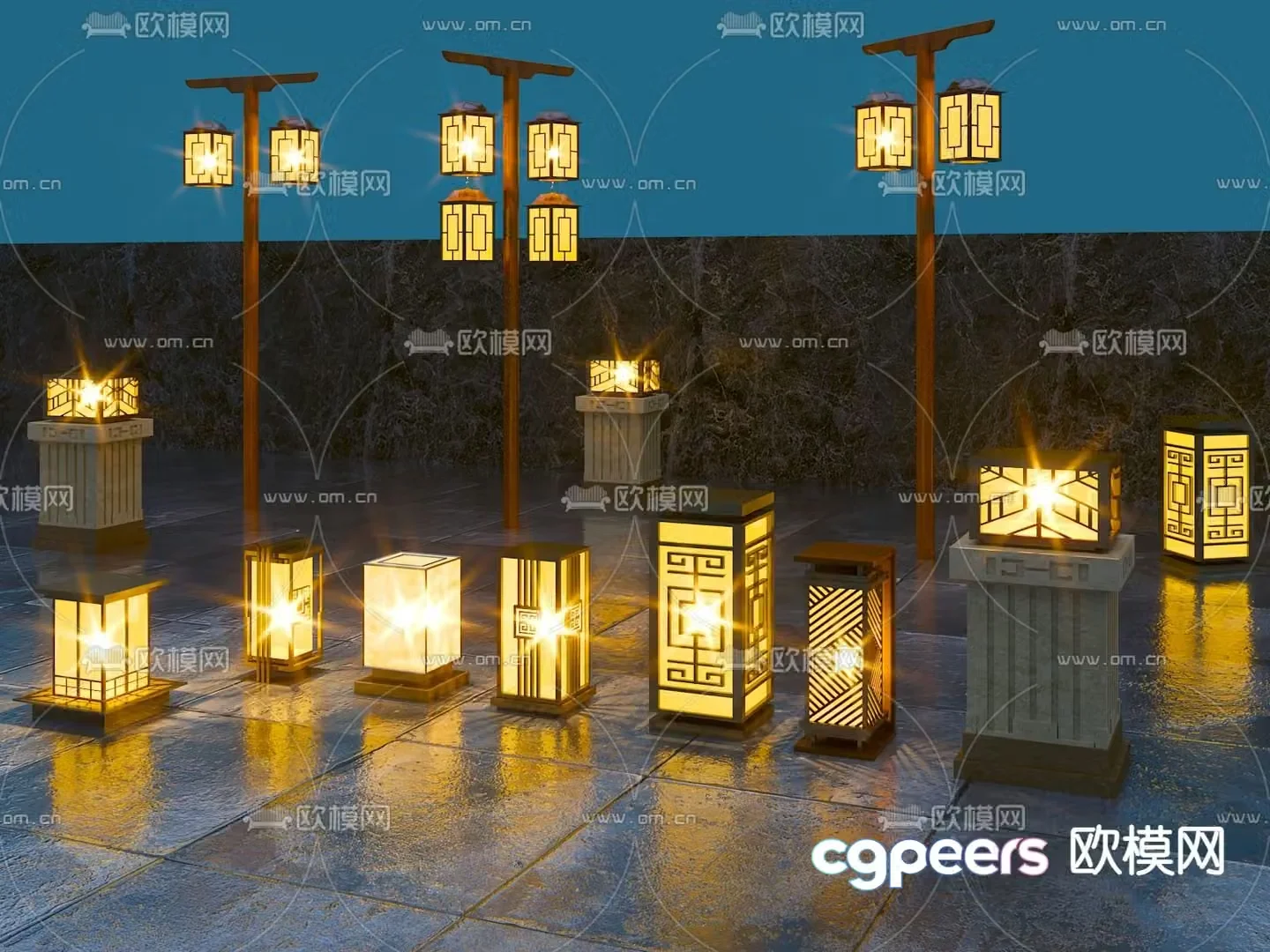 New Chinese floor lamp outdoor lamp garden lamp 3d model