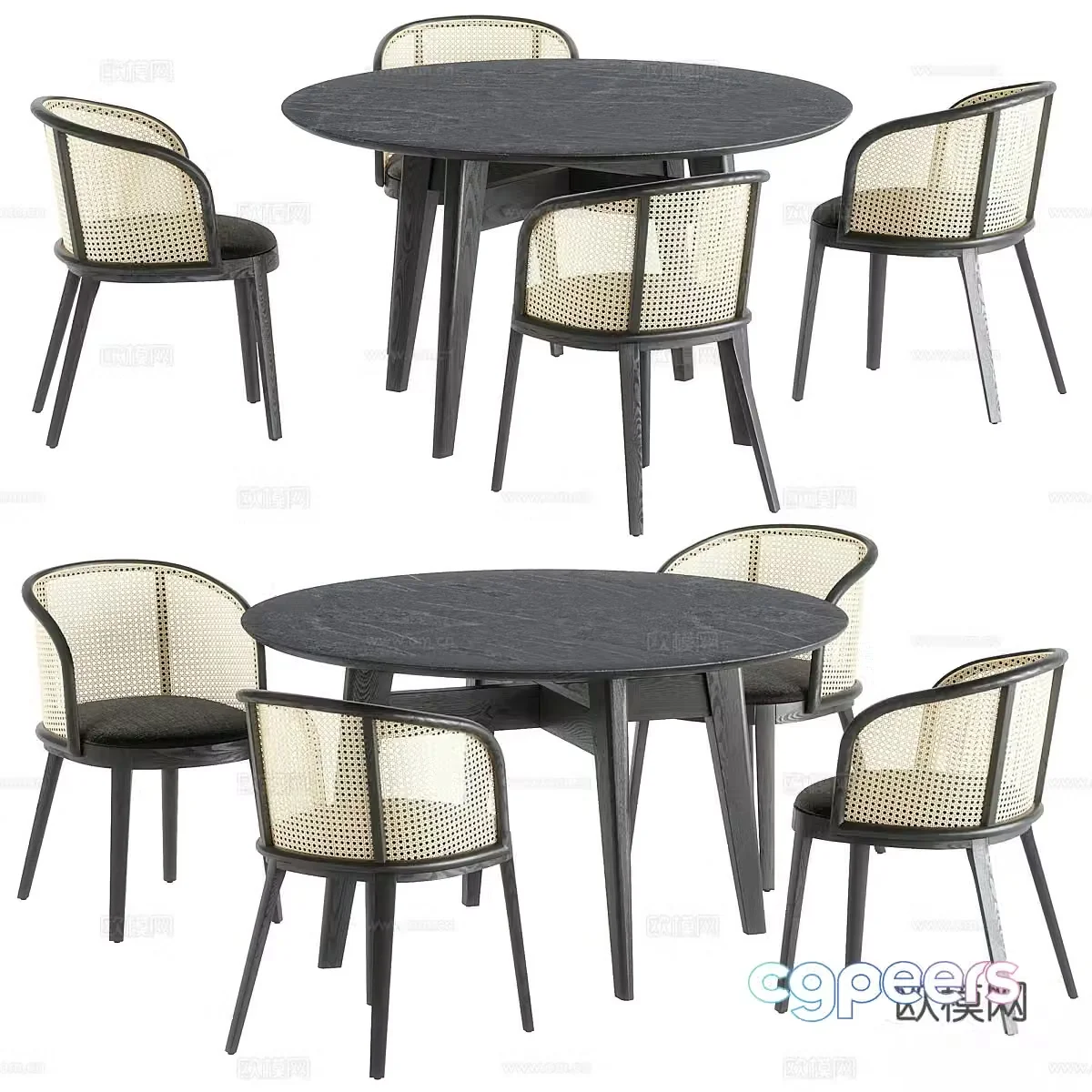 New Chinese dining table and chair 3D model