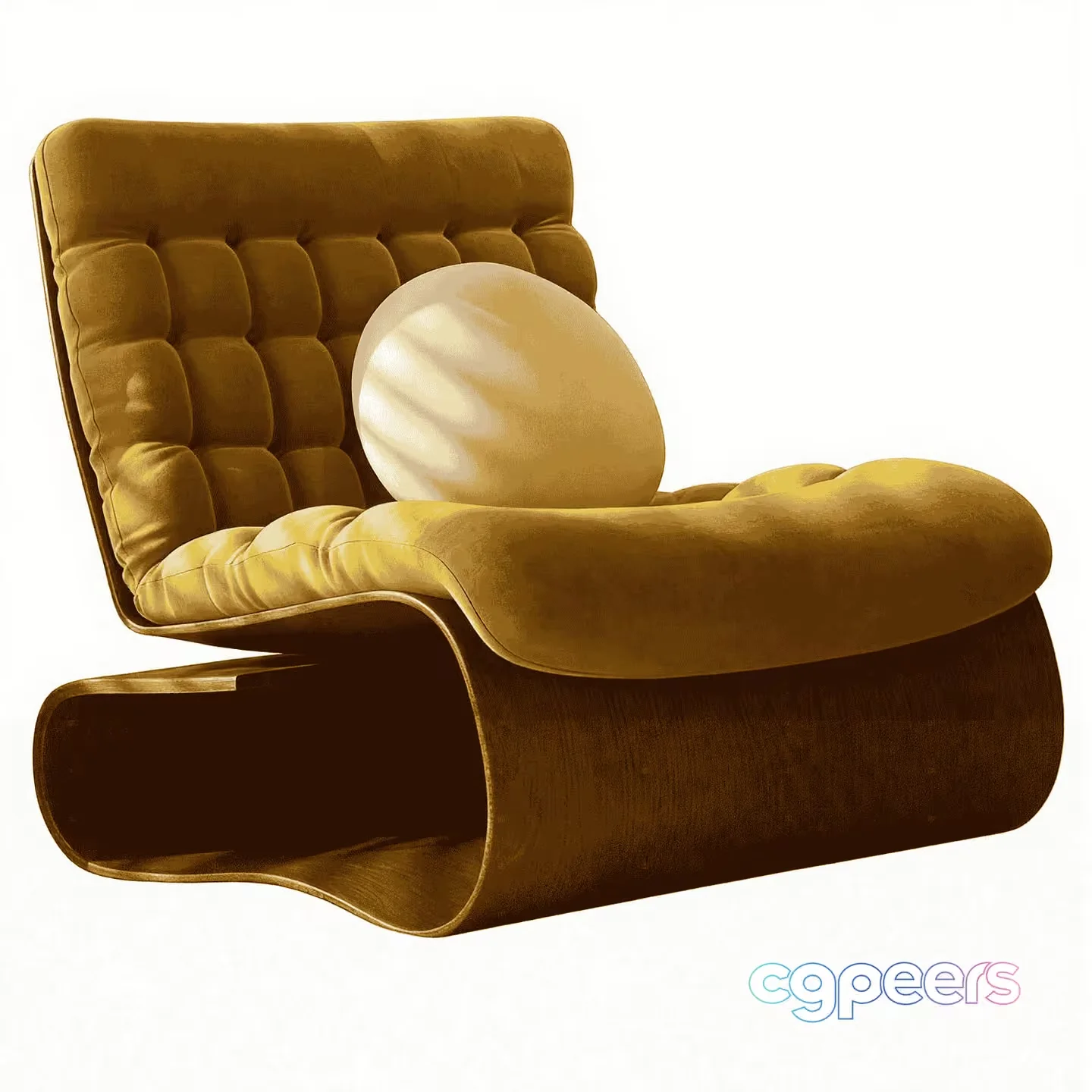 Yellow Velvet Chair 3D Model – 17559 – VRAY Render