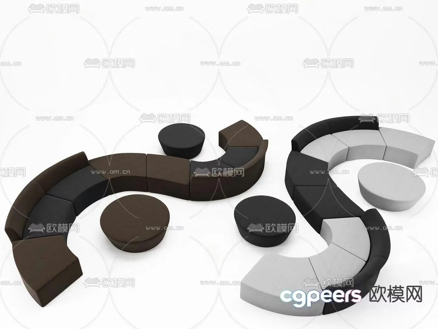 Lobby sofa curved sofa 3d model