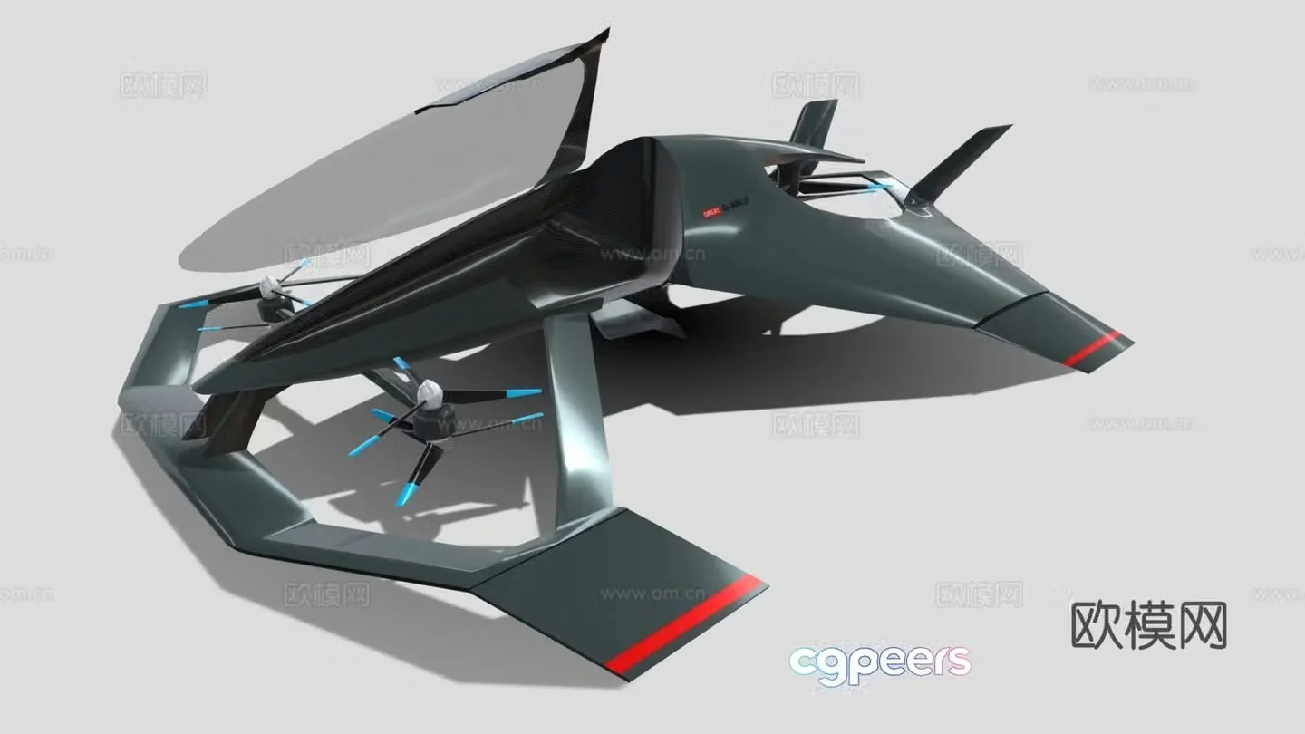 Sci-fi airplane hand-made ornaments 3D model
