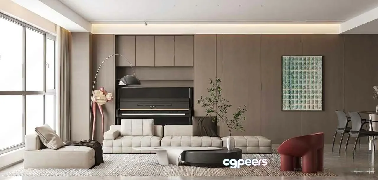 Modern Living Room 3D Model – 14542 – CORONA Render