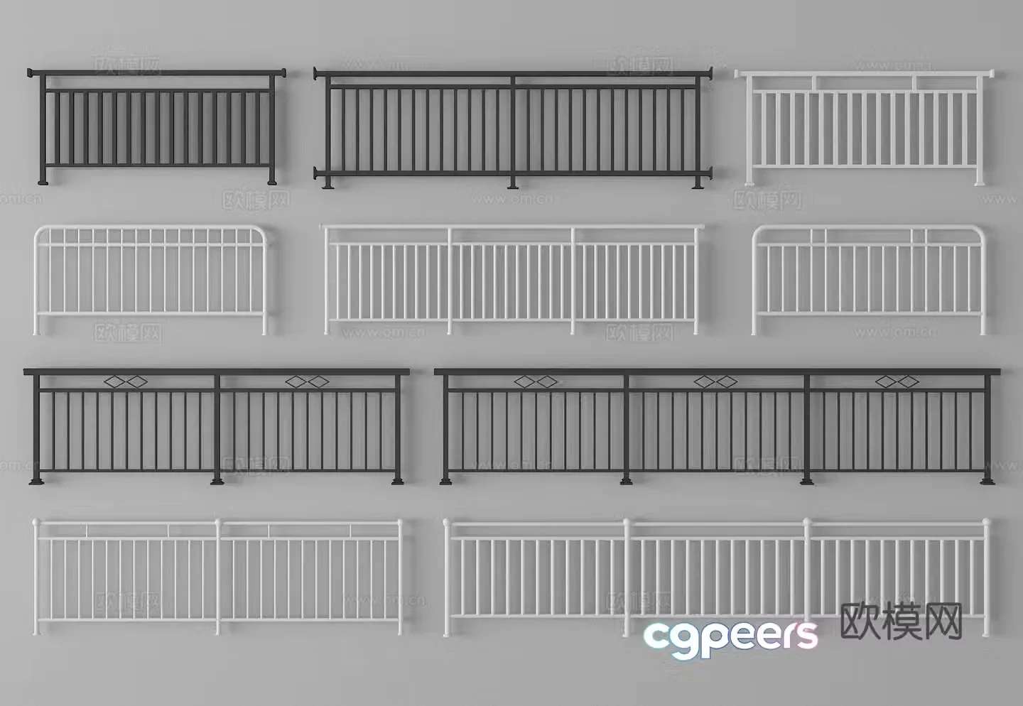 Metal railing Fence Fence Guardrail 3d model
