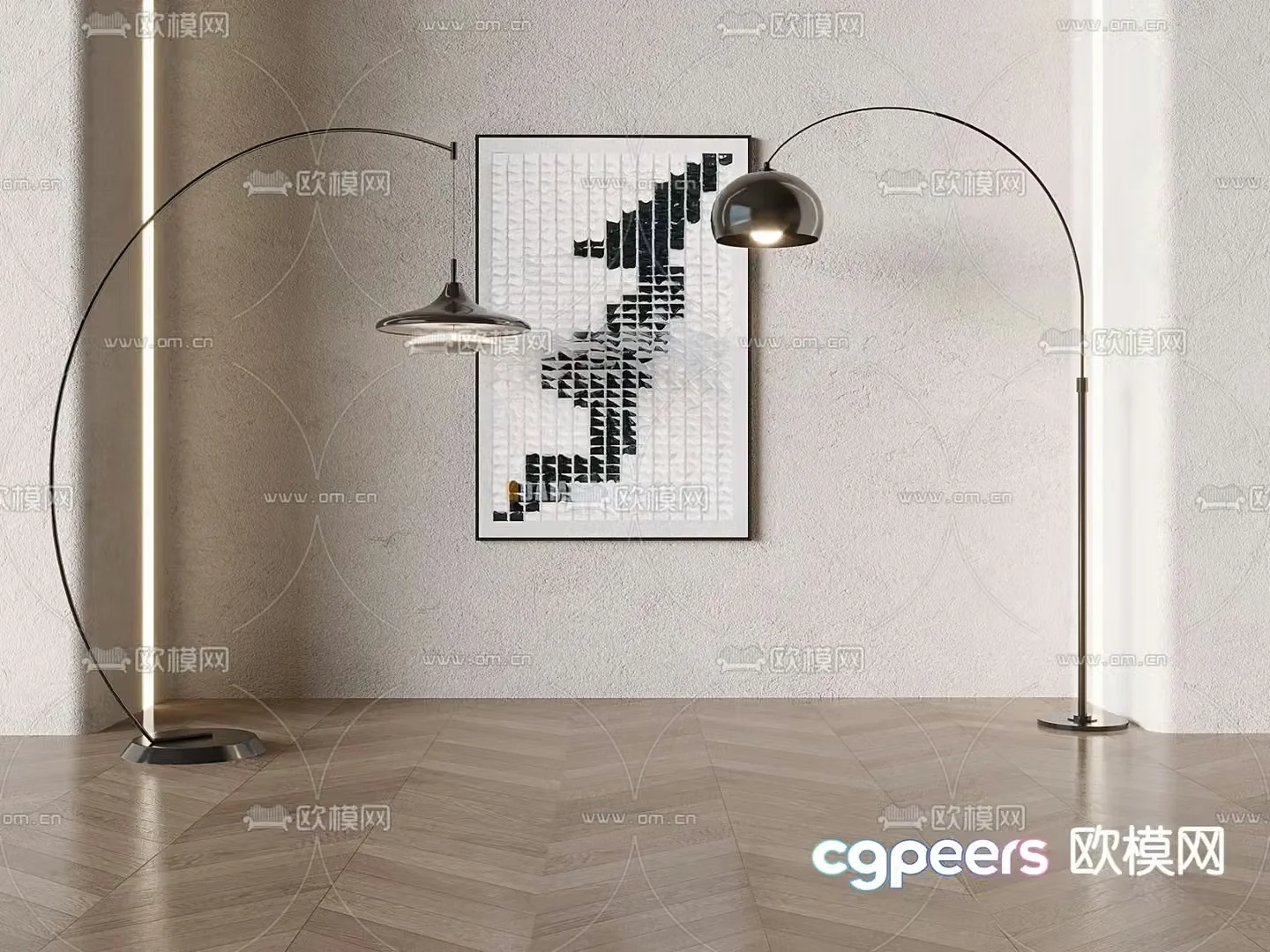 Creative floor lamp fishing lamp 3d model