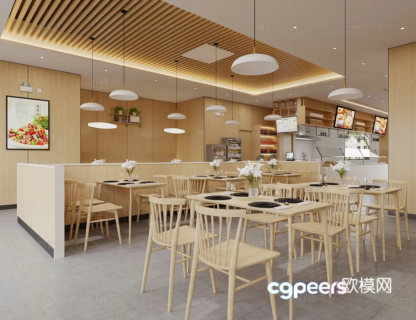 Nordic fast restaurant fast food restaurant 3d model