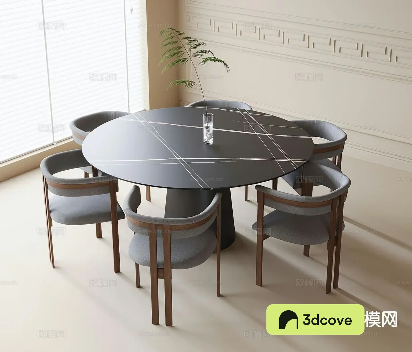 Modern dining table and chairs round dining table