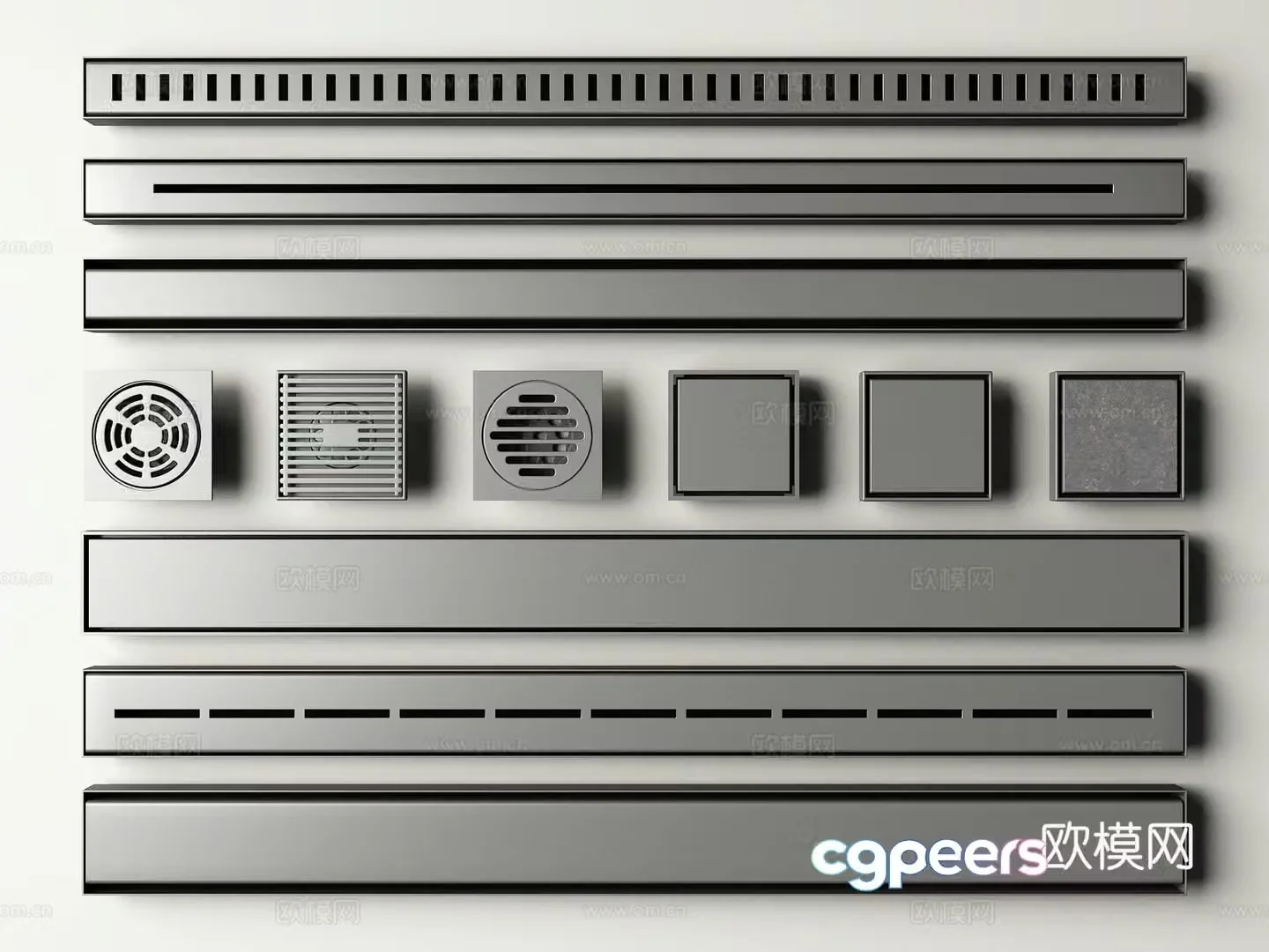 Long floor drain invisible floor drain 3D model