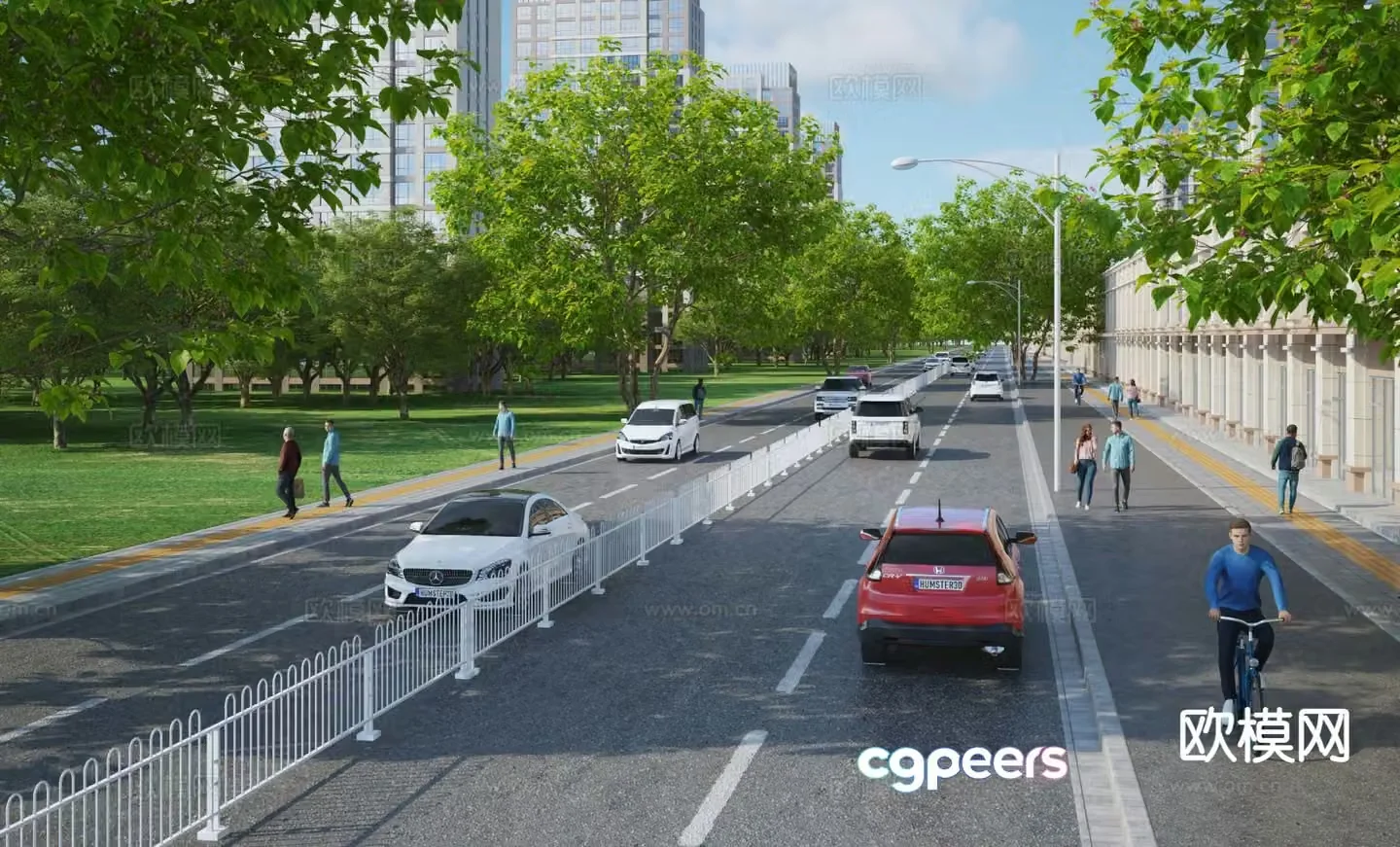 Road landscape urban road 3d model