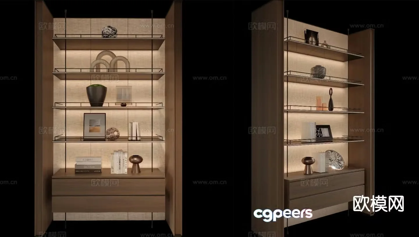 Italian bookcase bookshelf 3d model