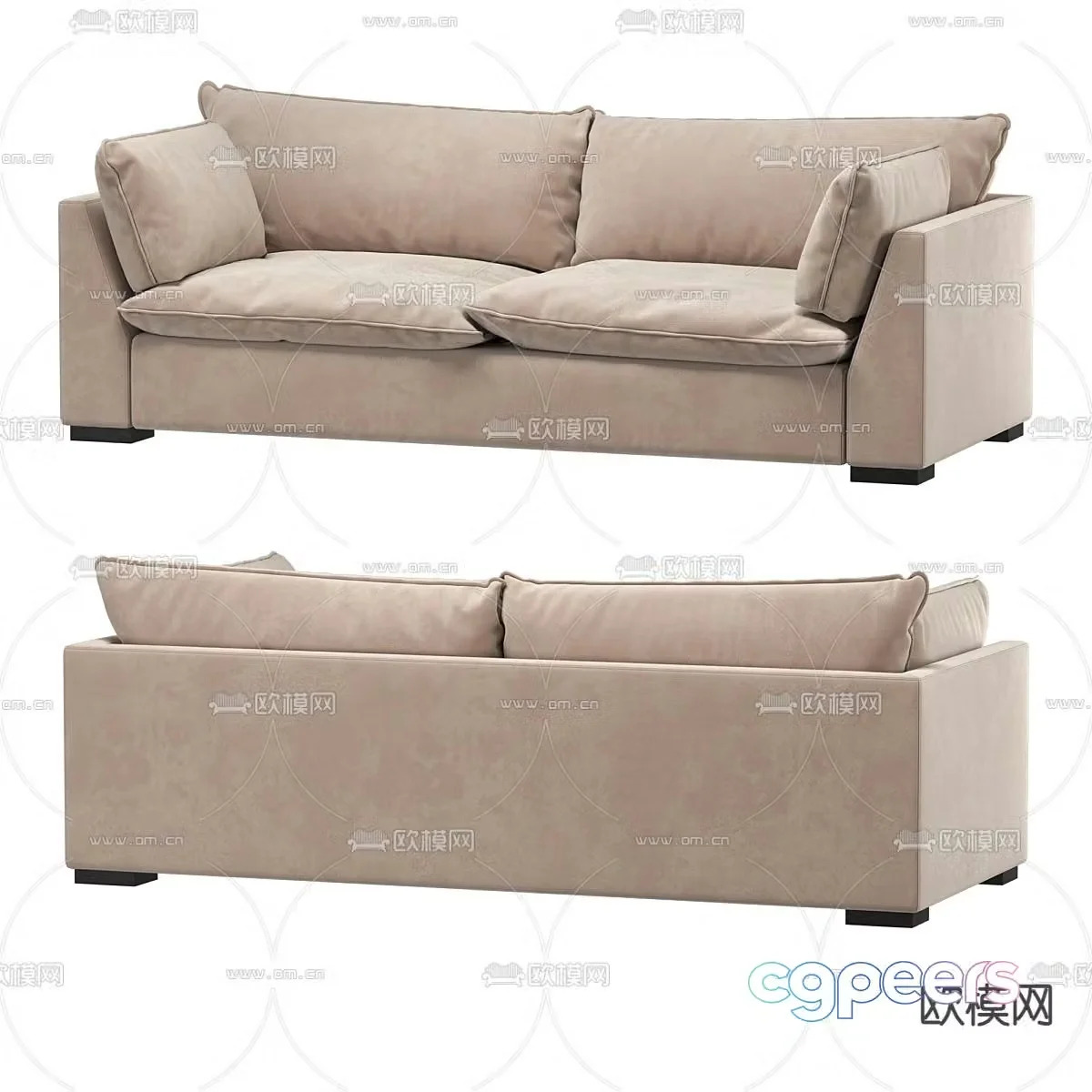 Modern double sofa leisure sofa 3d model